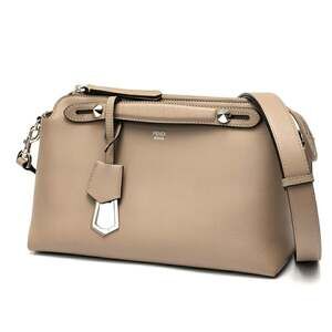 FENDI By the Way Medium Boston Bag 8BL146 Leather Greige S-159922